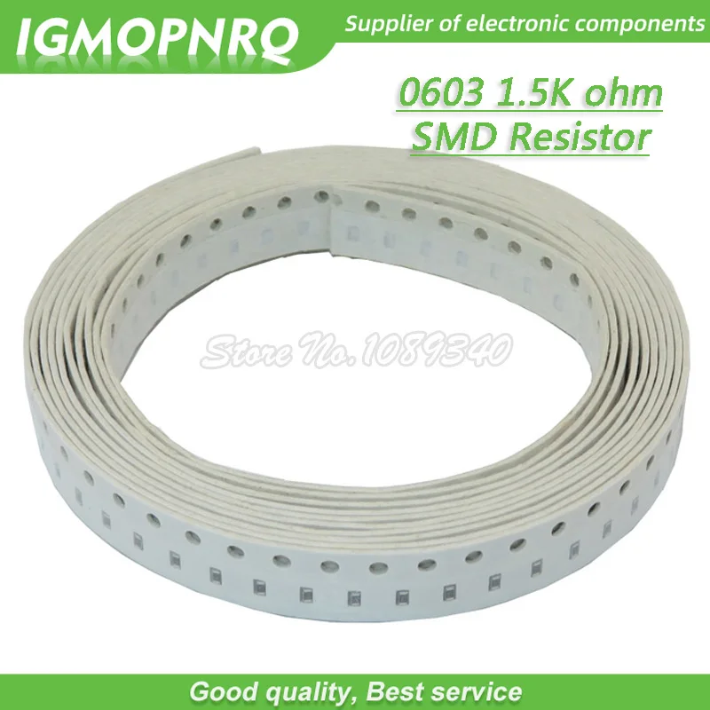 300PCS 0603 di Chip Resistore Fisso SMD resistenza Resistore 1.5K ohm 1K5 152 IGMOPNRQ