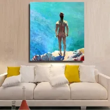 Best Hand-painted naked oil painting home decoration Wall art picture on Canvas Naked man facing sea oil painting art picture the naked man