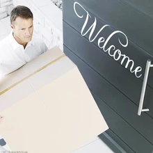 Художественный дизайн дешевые украшения двери виниловый приветственный стикер, стены, персонаж домашний Декор ПВХ наклейки слов для оконного зеркала в комнатах