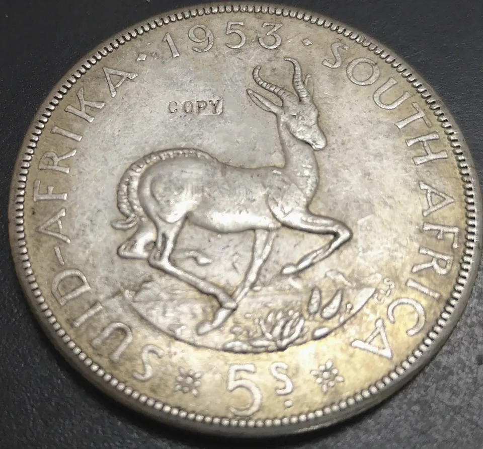1953 Южная Африка 5 шиллингов-Elizabeth II 1-й портрет Посеребренная копия монет | Дом и