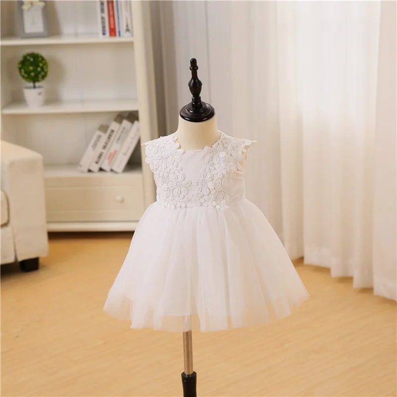 Платье для маленьких девочек 3-24 месяца наряды для новорожденных для дня рождения и свадьбы поводов Крещение платья Крещение одежда TS45 - Цвет: white