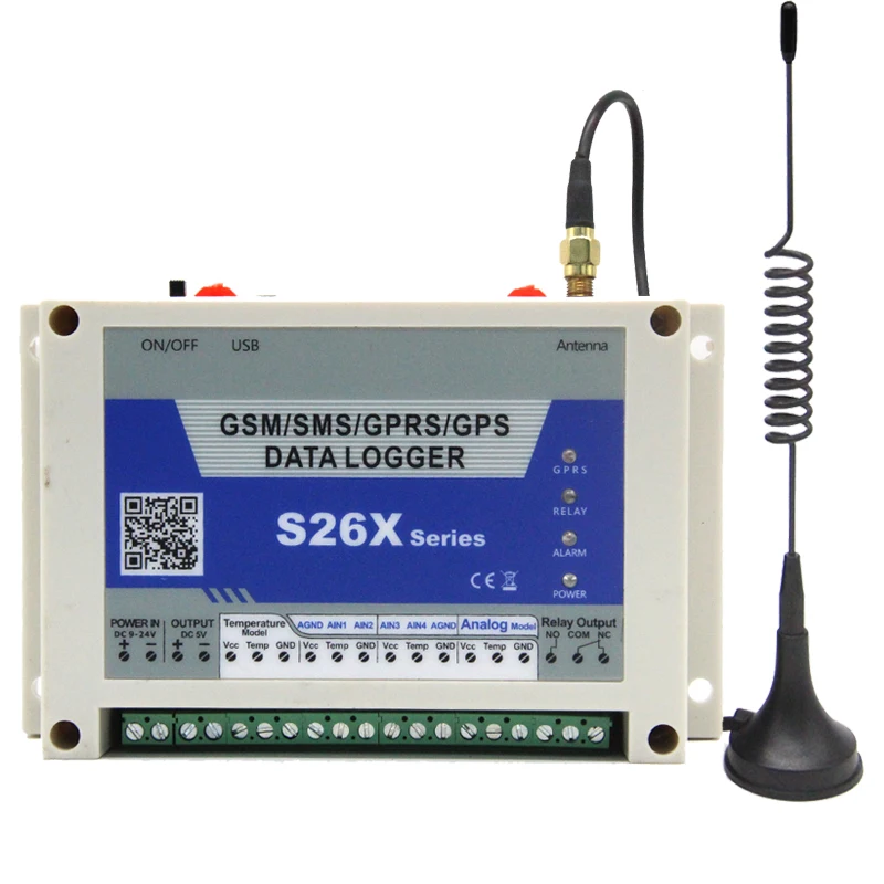 US $89.53 GSM GPRS Analog Data Logger Wireless Remote Controller 4 Analog Input 1 Digital Relay Output Temperature Alarm System S262