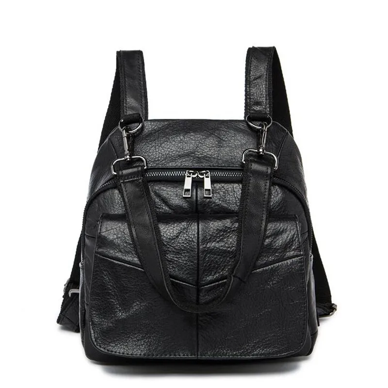 

New Arrival Women Black Backpack Genuine Leather Women Bags Designer Casual Real Leather Laptop Backpack Solid Female Trave Bag