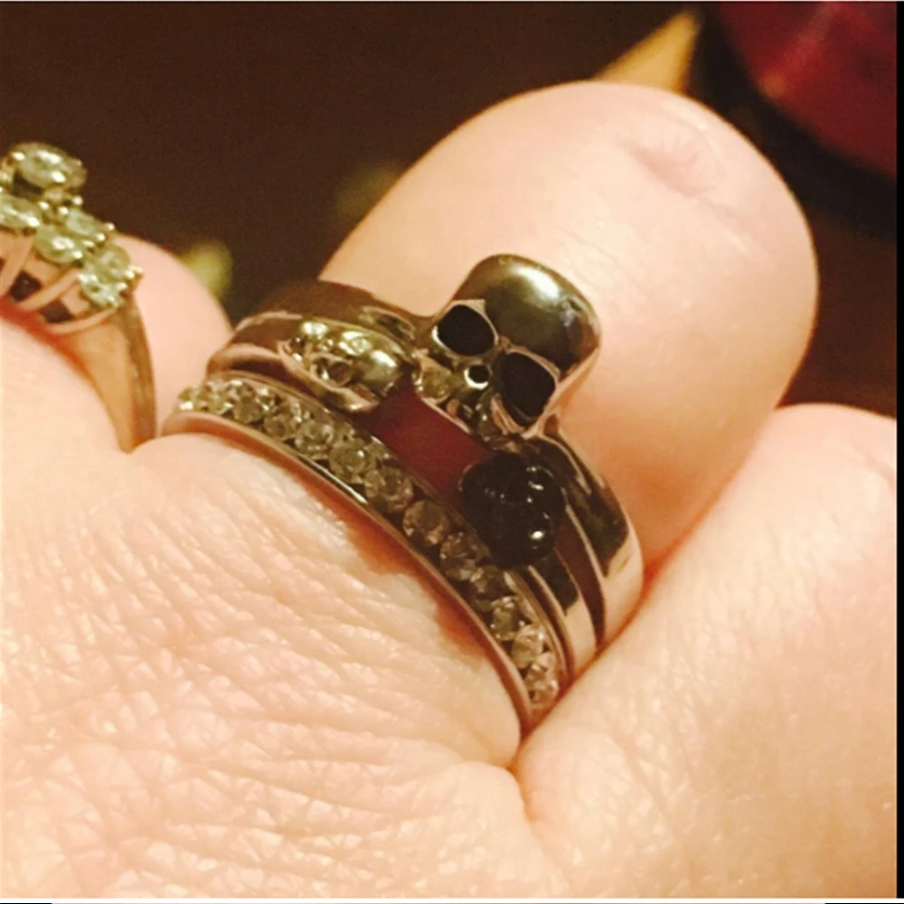 EVBEA маленькое серебряное кольцо с черепом в стиле хип-хоп Готический стиль для байкеров мужское женское кольцо панк-рок кольца очаровательные ювелирные изделия