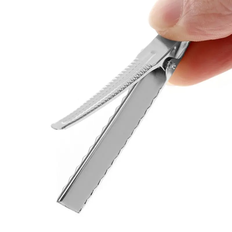 50Pcs Flat Single Prong Alligator Clips DIY Barrette Teeth Hair Clips Utility