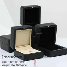 11,8*11,8*7,5 см Высокое качество Черный Pu ювелирные изделия кулон и ожерелье коробка деревянная подарочная коробка для хранения деревянная упаковка ювелирных изделий