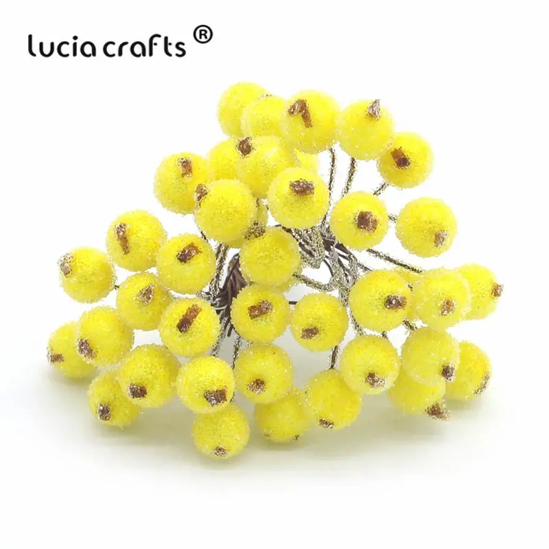 Lucia crafts 1 букет(40 голов) искусственный фруктовый цветок, ягоды, тычинки, декор для свадебной вечеринки, сделай сам, скрапбукинг, материал A0505 - Цвет: Yellow