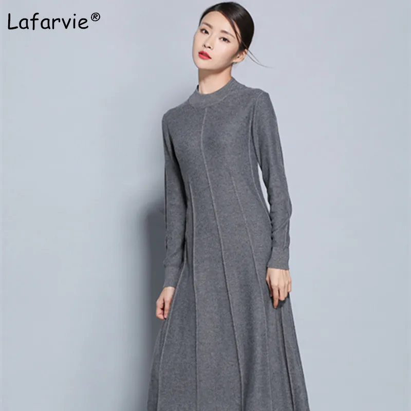 Lafarvie Autumn O-neck Knitted Sweater Women Long Style Pullover Female Solid Color Casual Soft Knitting Cashmere Sweater 5Color Lafarvie Autumn O-neck Knitted Sweater Women Long Style Pullover Female Solid Color Casual Soft Knitting Cashmere Sweater 5Color