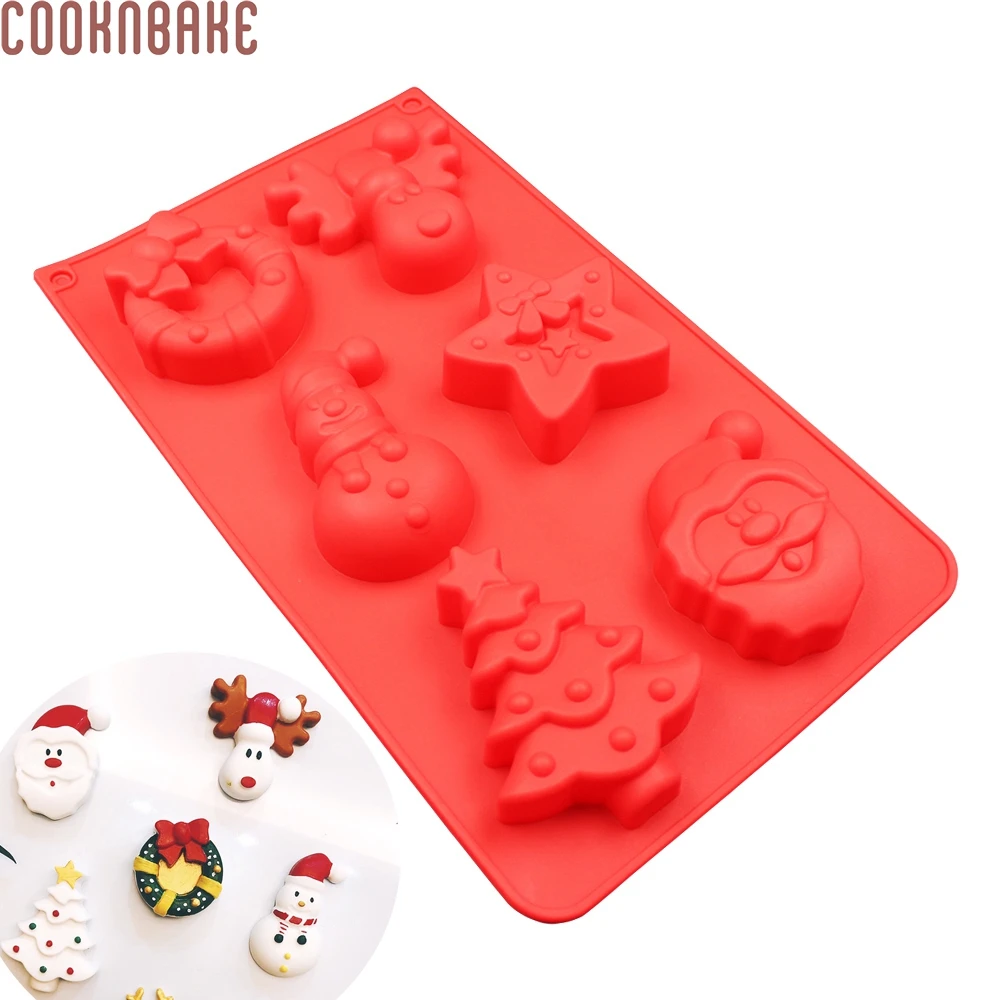 COOKNBAKE Рождественская силиконовая форма для выпечки тортов 6 ячеек конфет и