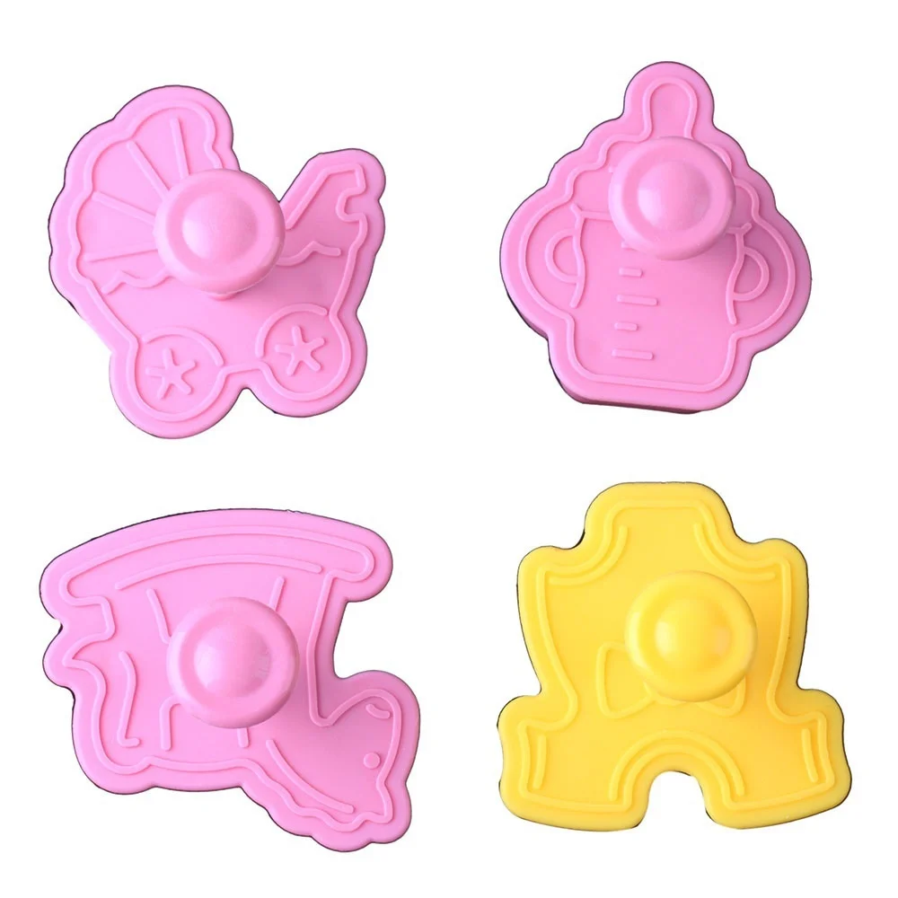 Cookie Cutter Cake Cartoon Baby Toy Decor Sugar Paste Loaf Sugarcraft Plunger Fondant Cutter Tool 4Pcs/set Random Color cookie cutter fondant cutter pastry cutter