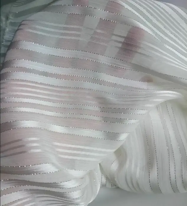 Блестящий шифон шелковистые полоски перламутровый металлик ткань падение мягкий дышащий DIY платье Блузка ткань - Цвет: Белый
