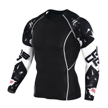 Новые мужские компрессионные рубашки быстросохнущие с длинным рукавом Фитнес Футболка Мужское нижнее белье одежда футболки колготки брендовая одежда