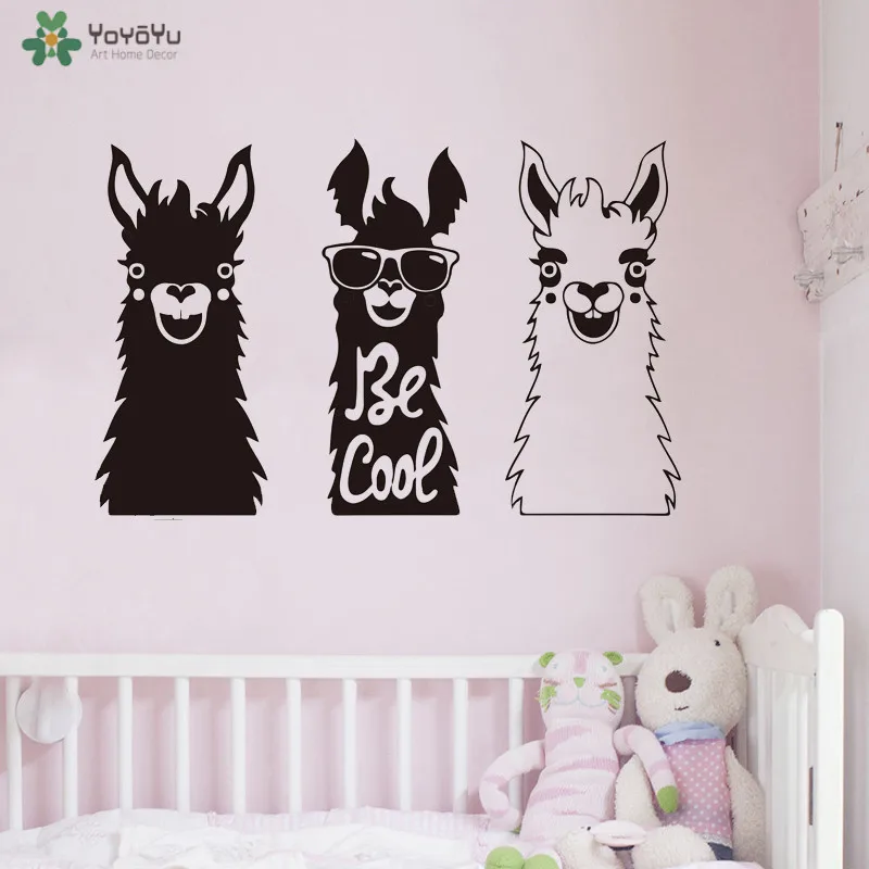 YOYOYU جدار صائق مجموعة من 3 اللاما ملصقات جدار الفينيل جداريات للحيوان بارك الاطفال نوم الحيوان الألبكة الشارات QQ307