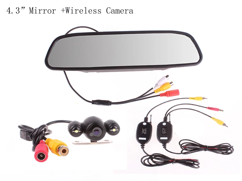 Iaotugo 4," ЖК-дисплей Зеркало заднего вида монитор 480*272 2 канала видео Вход для задняя парковочная камера при экстренном - Цвет: Mirror  Wireless QWY