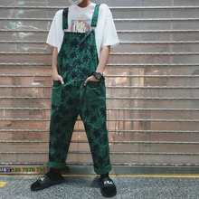 Модный комбинезон с принтом листьев японский уличный Ретро стиль комбинезоны высокого качества мужские повседневные Свободные Комбинезоны дикий мужской велосипедный комбинезон