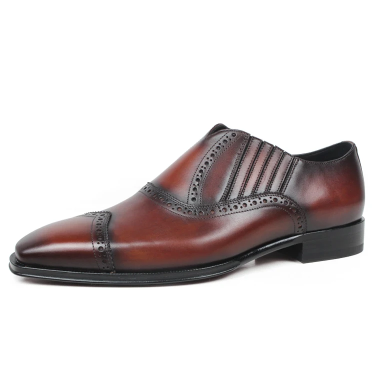 VIKEDUO/итальянские Лоферы для мужчин; модная мужская обувь коричневого цвета; повседневная кожаная обувь; Мужская обувь с перфорацией типа «броги»; Свадебная офисная обувь без застежки