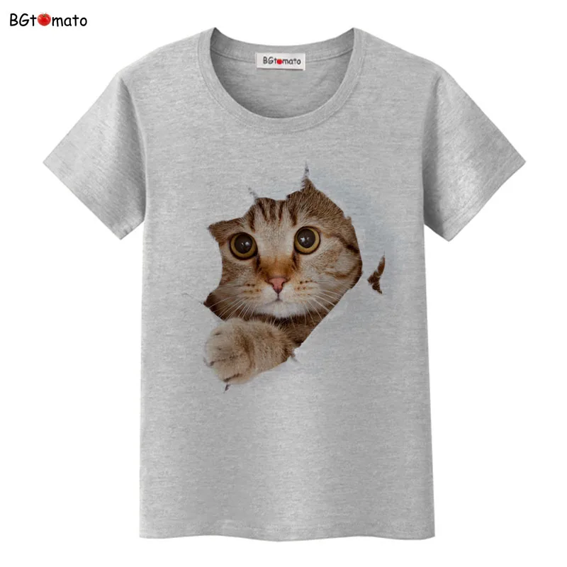 BGtomato, супер милая футболка с 3D котами, Женская милая крутая летняя одежда, хорошее качество, удобные топы, повседневные футболки, брендовые рубашки - Цвет: 3