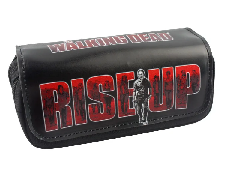 

Cartoon Pen Purse Walking Dead Print Pencil Pouch Big Capacity Organizer Zipper Closure Leather Cosmetic Bag