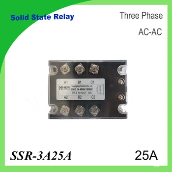 

SSR-3A25A AC to AC 3 Phase Solid State Relay 25A High quality input 70-280VAC output 24-480VAC Temperature Controller