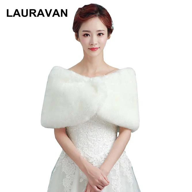 2020 New Arrival Women Ivory Red Faux Fur Jackets Wrap Shrug Bolero