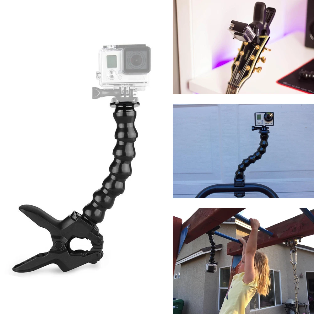 for GoPro Accessories Jaws Flex Clamp Mount and Adjustable Neck for GoPro Hero 7 6 5 4 3+sjcam for xiaomi Yi Camera GP152