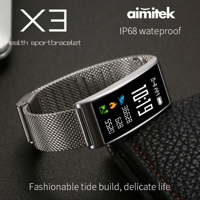 Aimitek X3 цветной экран Смарт-браслет IP68 Водонепроницаемый Браслет фитнес-трекер