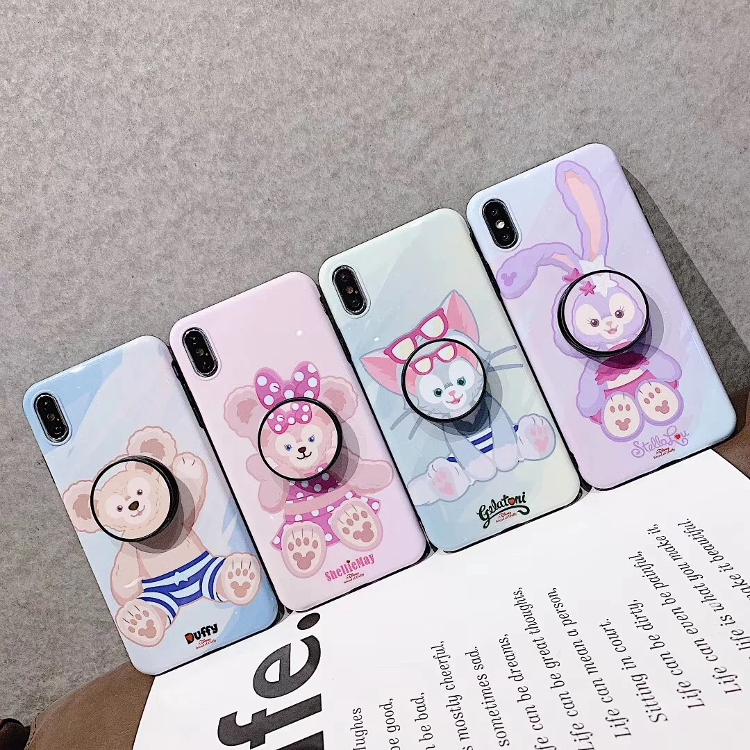 

Cute Duffy Bear StellaLou Blue-ray Spherical bracket cover for iphone 11 Pro 7 8 6 6s plus X XS Max Xr ShellieMay Gelatoni Case