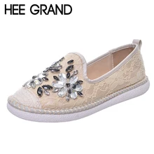 HEE GRAND/женские лоферы на плоской подошве, украшенные кристаллами и бисером; модные стильные весенние туфли с цветочным кружевом; женская обувь; большие размеры 40; XWD5156