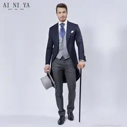 (Пиджаки + жилет + брюки) 2018 Новый Для мужчин костюмы Slim Fit смокинг для жениха моды Bridegroon платье в деловом стиле Для мужчин блейзер для свадьбы