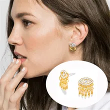 Модный бренд золотого цвета с кисточками Хамса от дурного глаза серьги для женщин ювелирные изделия D-434