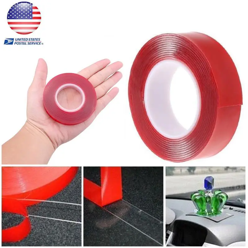 Прозрачная силиконовая Двухсторонняя клейкая лента стикер для автомобиля высокая прочность без следов клейкая наклейка Красный