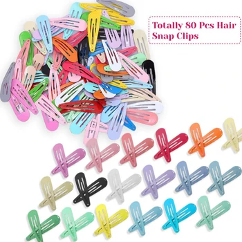 

New 80Pcs 20Color Girls Snap Hair Clips Non-Slip Metal Barrettes Women Korean Version Cute Candy Color Hairgrips Headwear