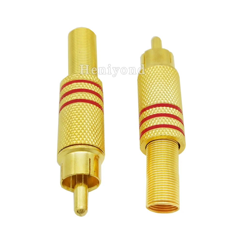 10PCS RCA Connector Male jack Plug AV Plugs for PC Audio Vedio Welding DIY Parts Gold Red Metal Spring 10PCS RCA Connector Male jack Plug AV Plugs for PC Audio Vedio Welding DIY Parts Gold Red Metal Spring
