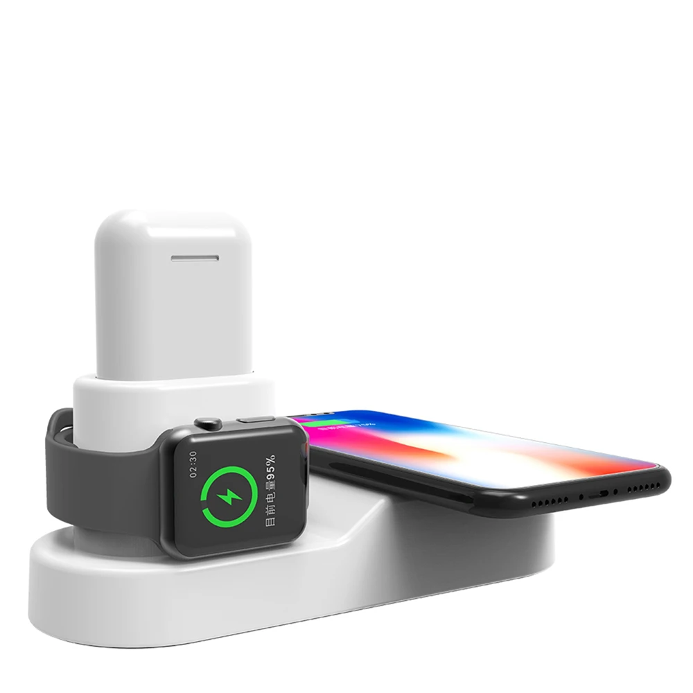 

4 in1 Wireless Qi Fast Charger Station for Apple Watch for iPhone X for Airpods Wireless Bluetooth Earphone Charging Pad