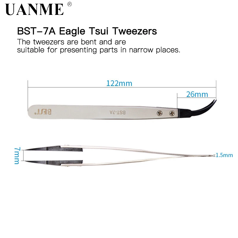 UANME BEST Head-changed пинцет антистатические пластиковые наконечники для антистатических пинцетов из нержавеющей стали - Тип головки пинцета: BST-7A