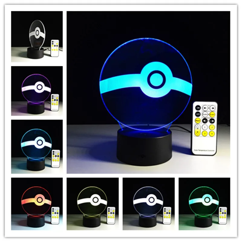 Pokemon 3D Lamp Pokemon go Mega Collectible Pikachu Charizard Dragonite Light Colorful Flash Nightlight for children's bedroom
