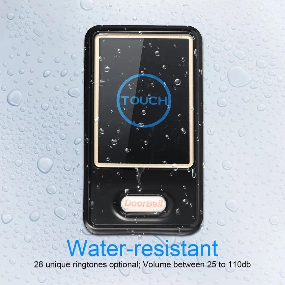 

Energy Saving one Touch Sensor Button Ultra-long Distance Control Optional Waterproof Transmitter Wireless Digital Doorbell