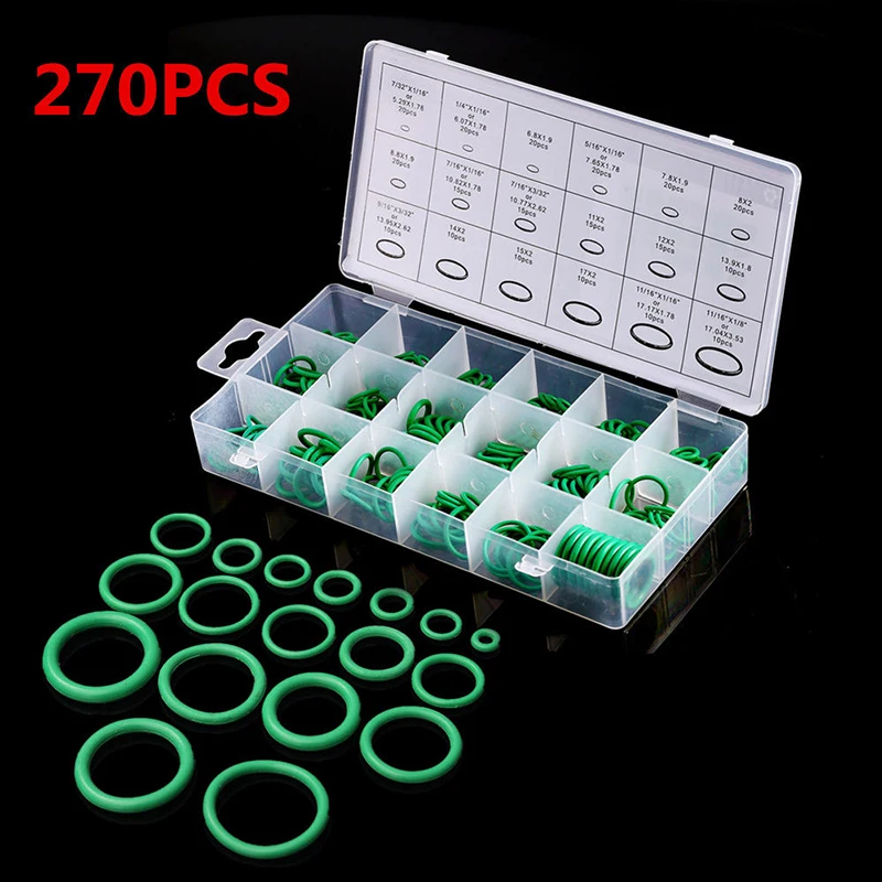 

270pcs 18 Sizes Kit Air Conditioning Seal O Rings Car Auto Vehicles Repair New