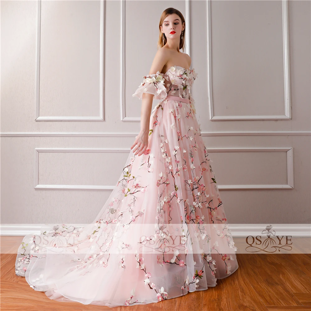 QSYYE/ Новое поступление, торжественное вечернее платье с объемным цветочным рисунком, милое кружевное винтажное платье для выпускного вечера с коротким шлейфом, вечерние платья