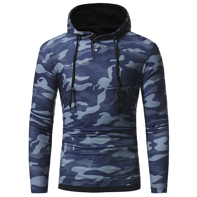 

T -Shirt Men 2018 New Cotton T -Shirts Men 'S Long Sleeve Fashion Hooded Sling Camouflage Tight T Shirt Slim Male Tops Xxxl