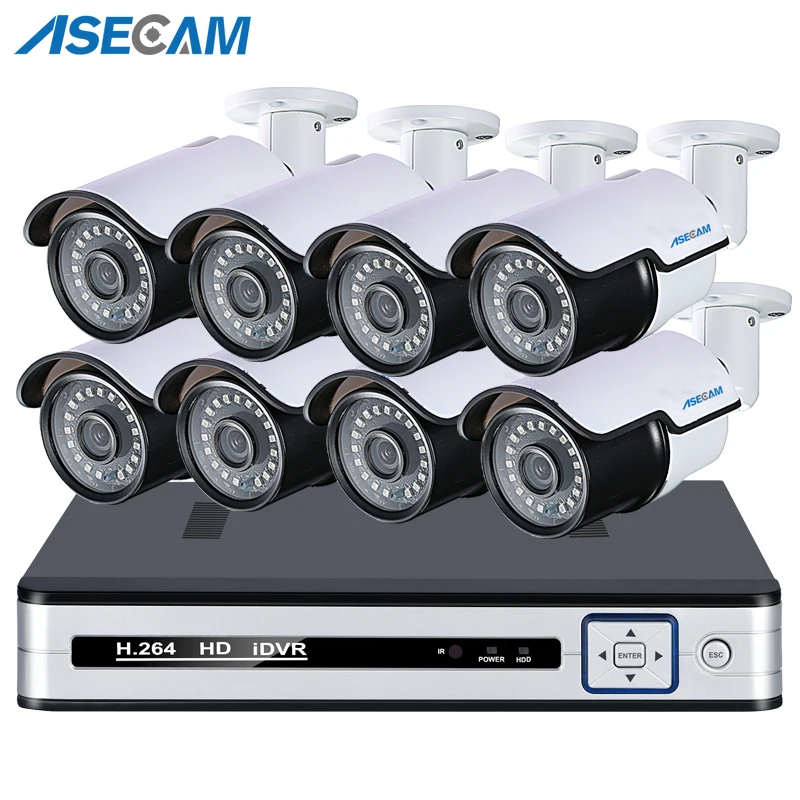 

New HD 5MP CCTV Camera 8CH 48V PoE H.265 NVR Kit Outdoor Security Waterproof P2P Motion Detection Street Surveillance Camera
