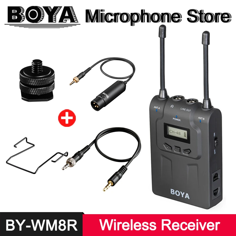 BOYA BY-WM8R Dual-Channel Wireless Microphone 3.5mm XLR Receiver for BY-WM8 BY-WM6 Transmitter BY-WM8T BY-WM6T BY-WXLR8 BY-WHM8