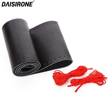 

38CM DIY Steering Wheel Covers Genuine Leather Braid On The Steering-wheel Of Car With Needle And Thread Interior Accessories