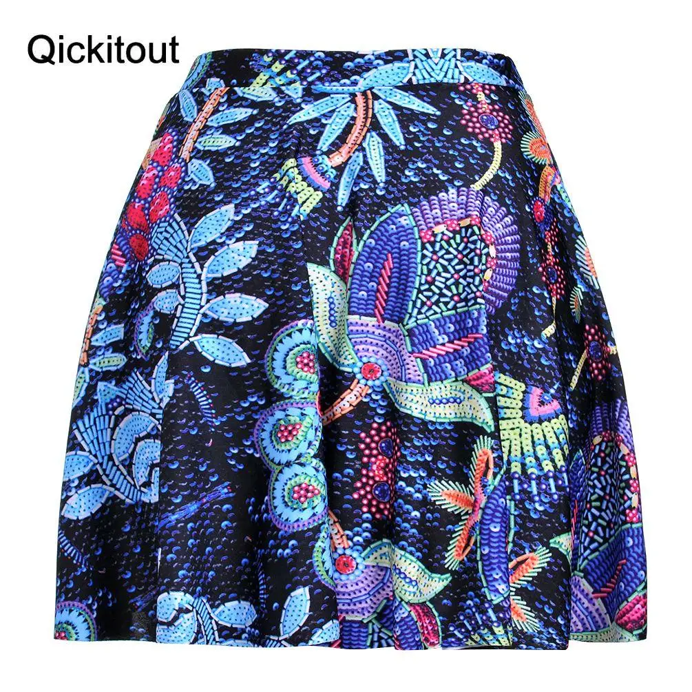 Qickitout Юбки для женщин Лидер продаж высокое качество модные, пикантные тонкий Для женщин olorful цветы лотоса Сад Мини-юбки 3D цифровой печати Юбки для женщин