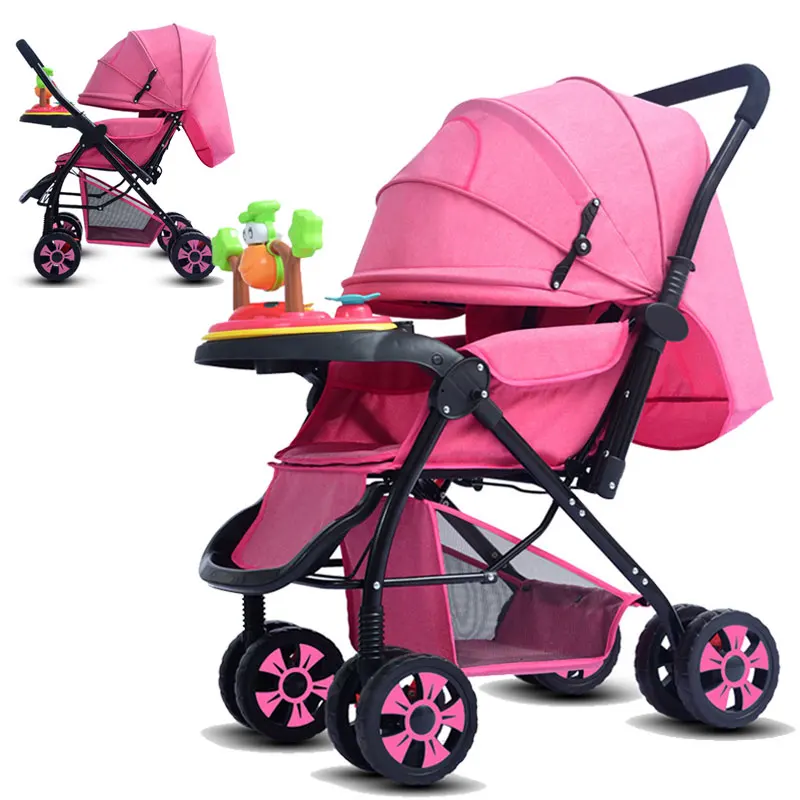 

Convertible Handle High Landscape Widening Baby Stroller Can Lie Down Folding Baby Umbrella Car Four Seasons Baby Cart Trolley