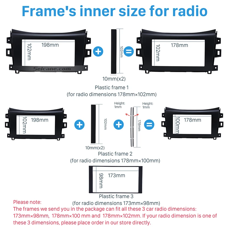 Seicane 2Din 173*98mm Frame Black Dash Panel Mount Refitting Kit Car Radio Fascia Dashboard For 2014 2015 Nissan Navara NP300 Seicane 2Din 173*98mm Frame Black Dash Panel Mount Refitting Kit Car Radio Fascia Dashboard For 2014 2015 Nissan Navara NP300