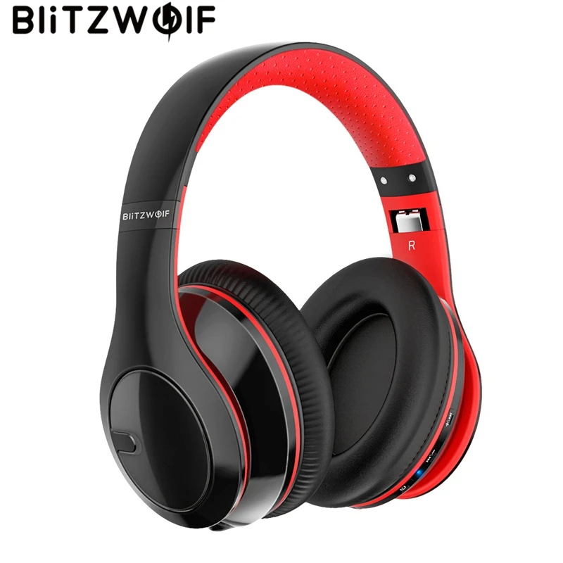 BlitzWolf Wireless Bluetooth Headphones Foldable Stereo Over Ear Headphone Headset with Mic for Phones and Music Tablet