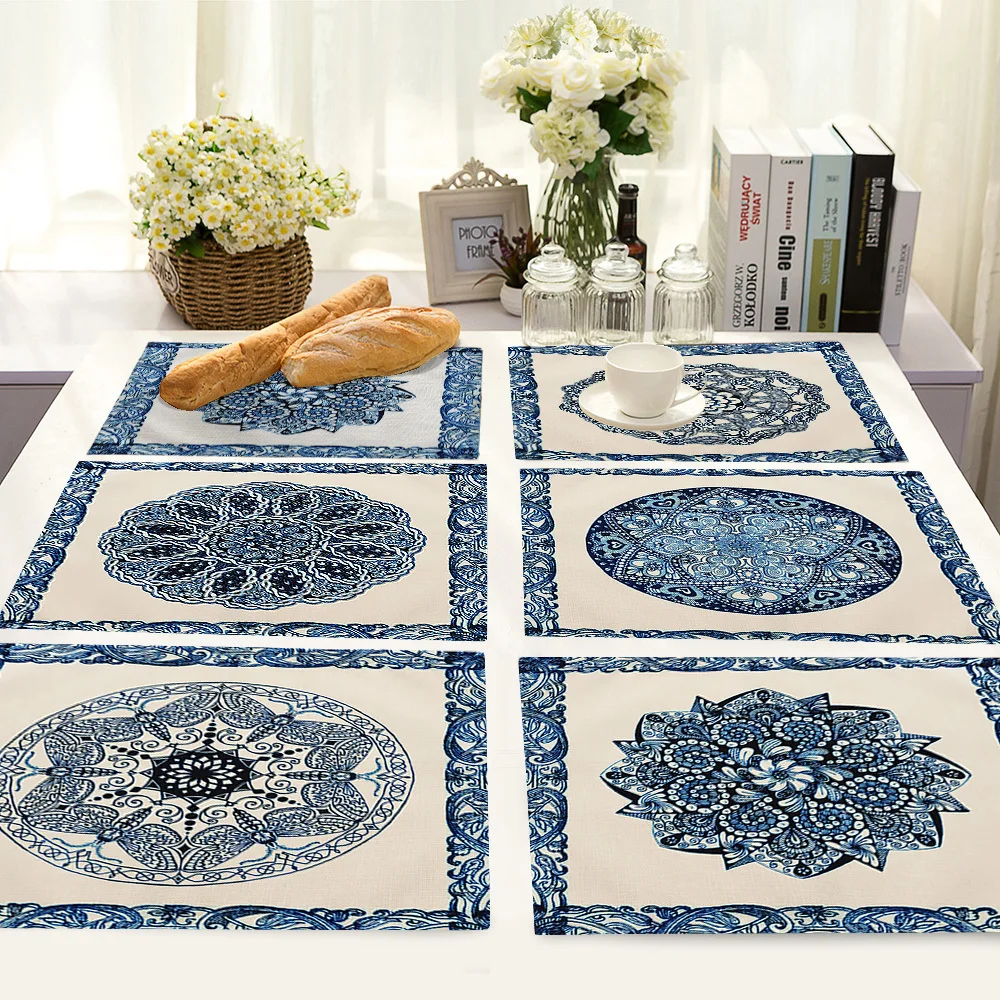 

Bohemia Mandalas Pattern Table Placemats For Table Set Cotton Linen Home Kitchen Pad Coffee Tea Place Mats Accessories Placemat