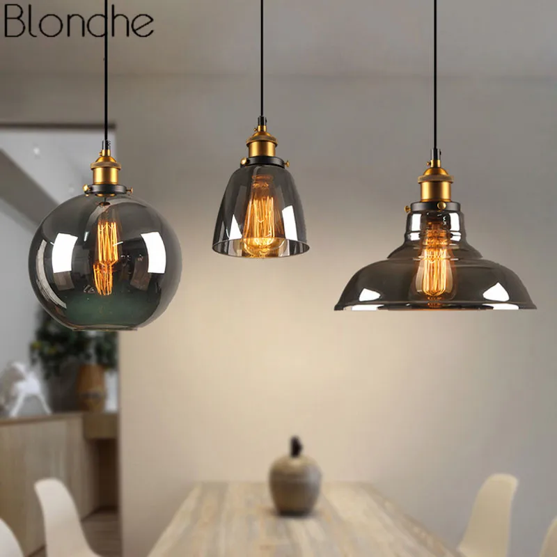 Современные подвесные светильники скандинавские винтажные стеклянные подвесные лампы Лофт промышленный декор для кухни столовой домашнего освещения ретро E27