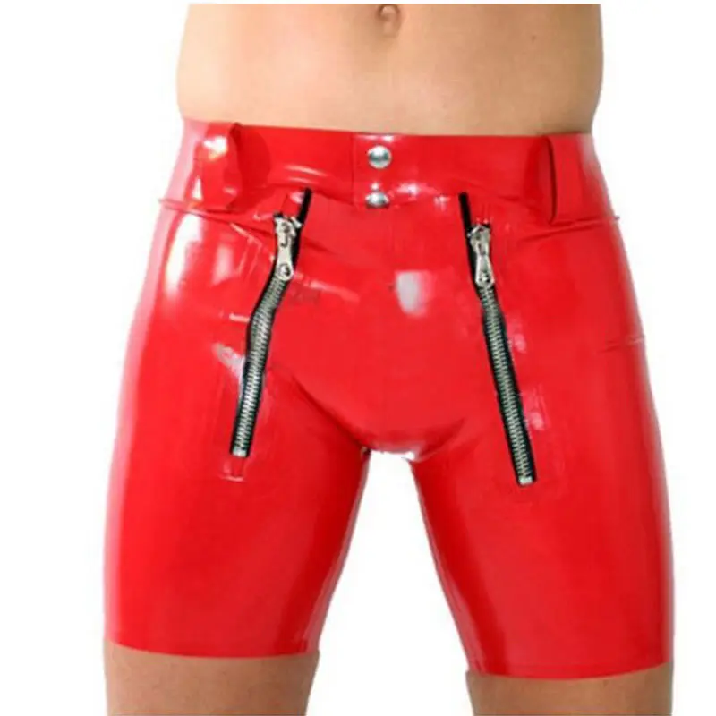 

Hot Sale Latex Rubber Pure Natural Sexy Color Double Zipper Boxer Shorts briefs Underwear Size XXS-XXL